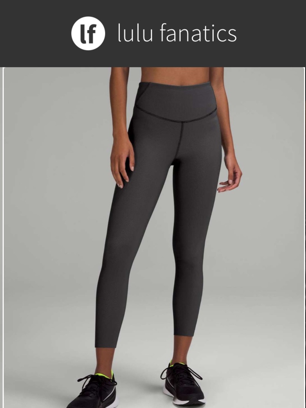 Lululemon Base Pace High-Rise Tight 25" Two-Tone Ribbed Sz 10 Black Gull Grey